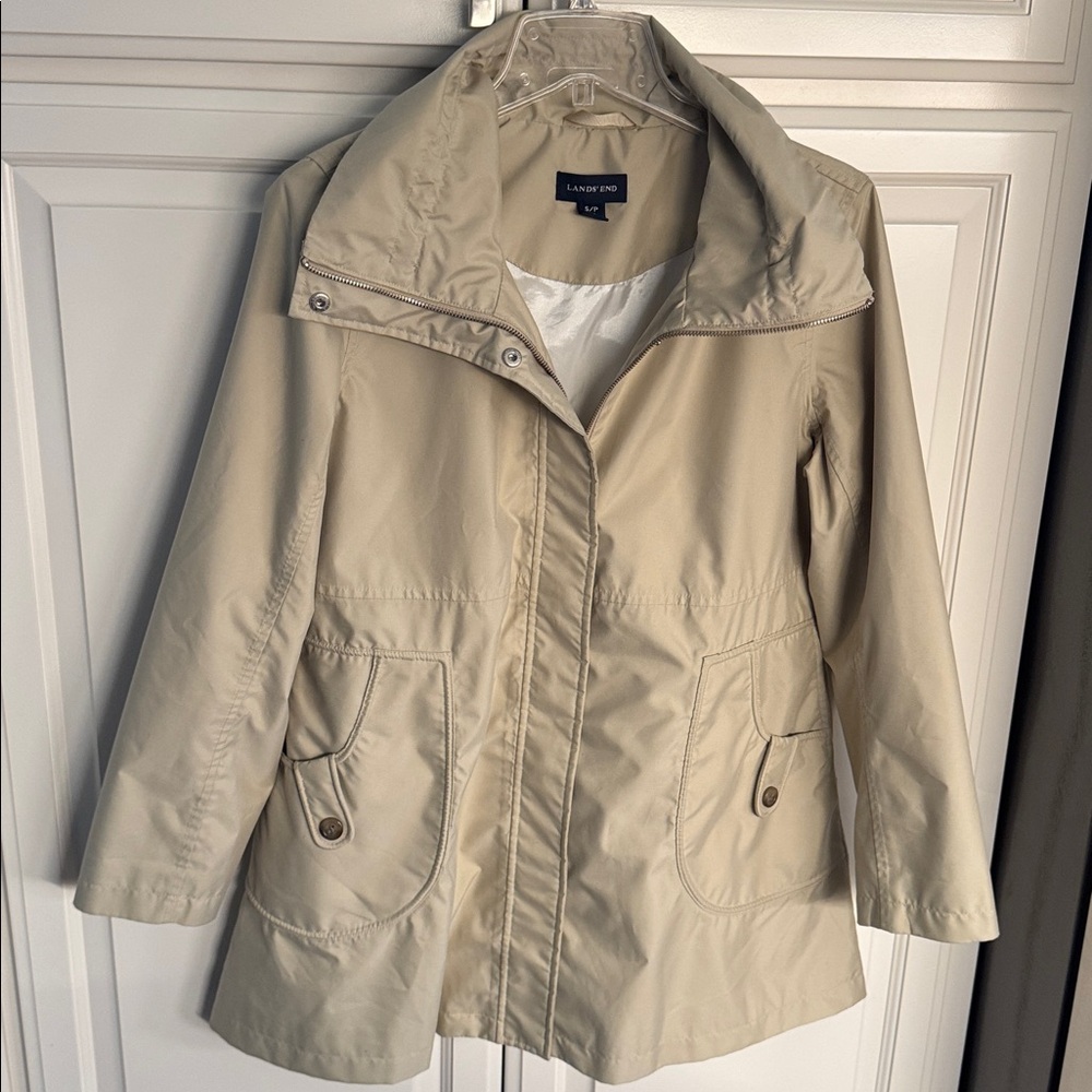 Khaki flared coat Land’s End S
